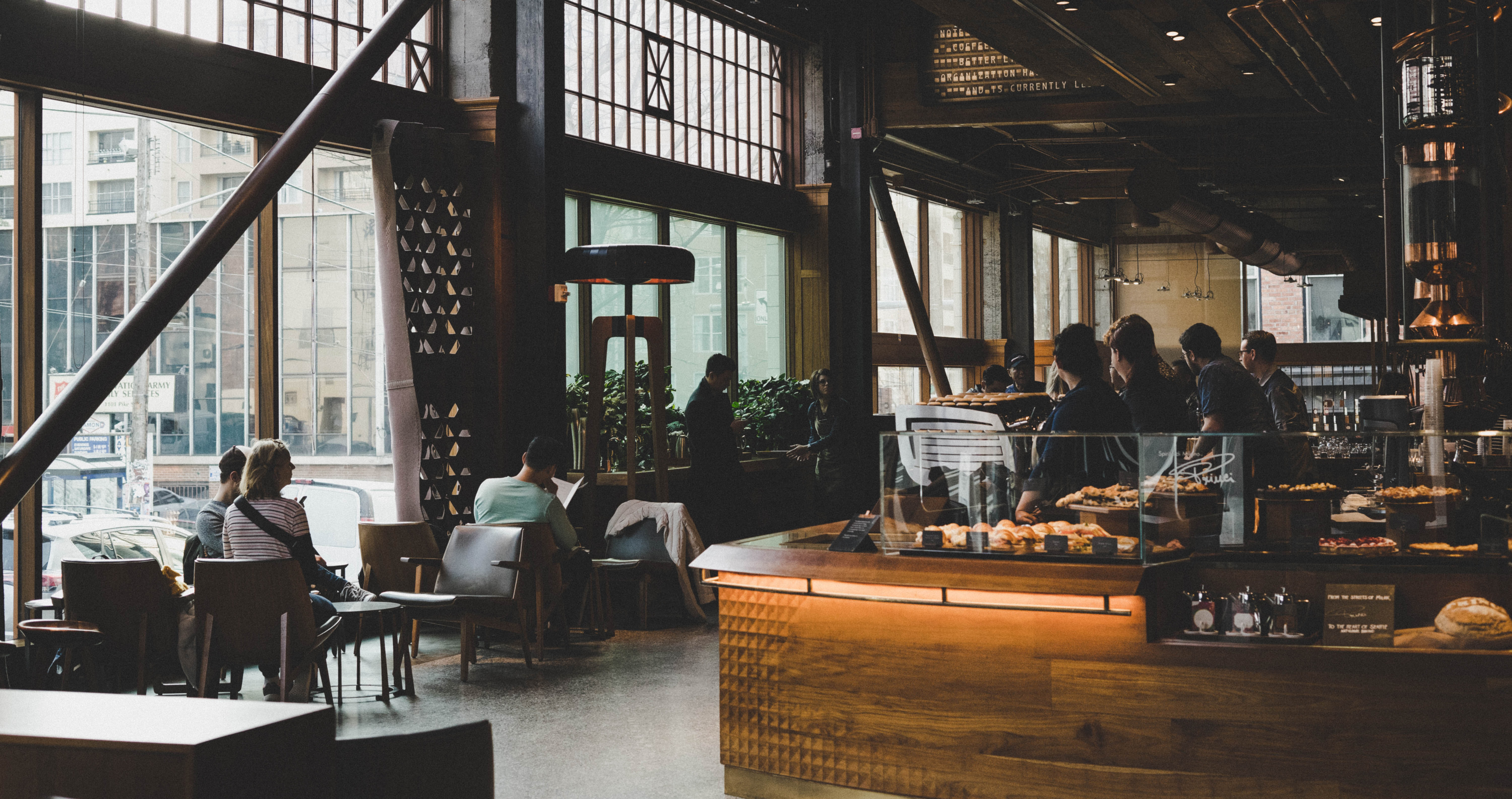 The inside of a coffee shop.