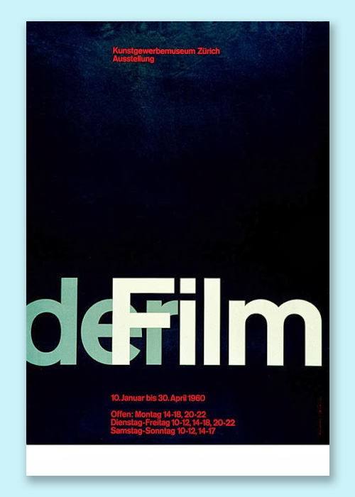 A black poster with 'der film' written across the middle.